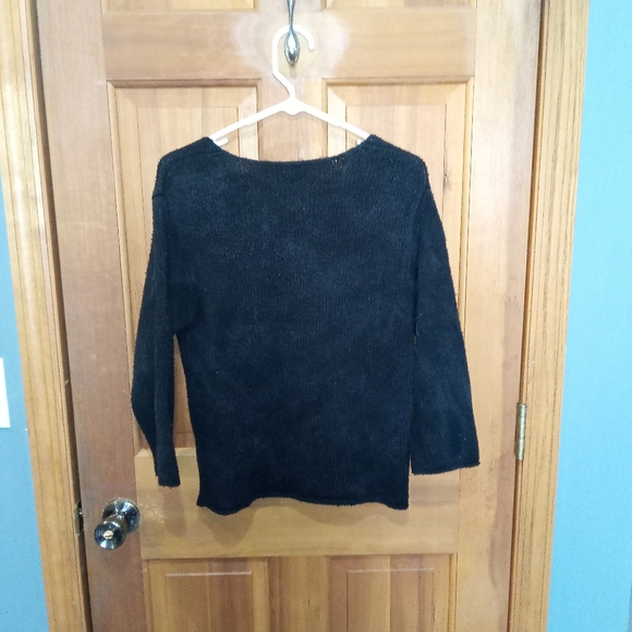 I.N.C. International Concepts black knit silk black sweater size L - Picture 3 of 4